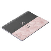 Simple Pink Marble And Black Accent Monogram Notitieboek (Linkerzijde)