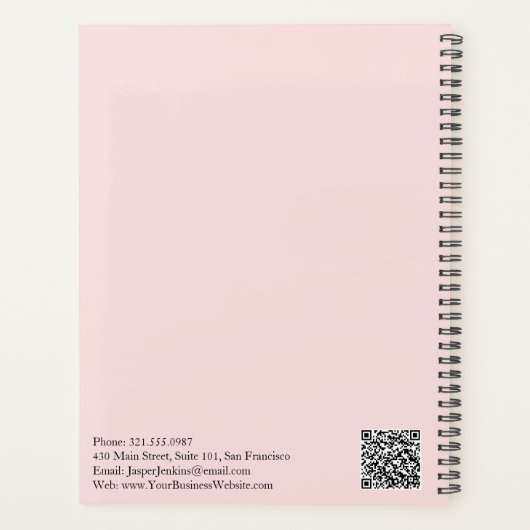 Simple Pink Professional Minimal Modern Business Planner (Achterkant)