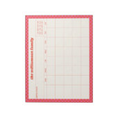 Simple Pink Red Checkered Family Planner Calendar Notitieblok (Linkerzijde)