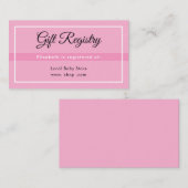 Simple Pink Registry Babyshower Enclosure Card Informatiekaartje (Voorkant / Achterkant)