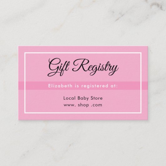 Simple Pink Registry Babyshower Enclosure Card Informatiekaartje (Voorkant)