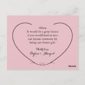 Simple Pink Rose Bloemenmeisje Request Kaart (Achterkant)