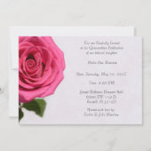 Simple Pink Rose Quinceañera Kaart (Voorkant)