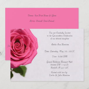Simple Pink Rose Quinceañera Kaart