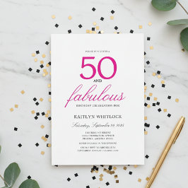 Simple Pink Script 50 and Fabulous 50th Birthday Kaart