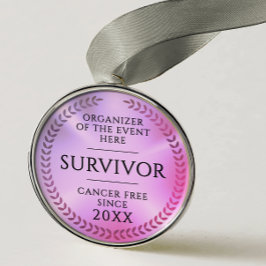 Simple Pink Survivor Awareness Fundraiser Medal Metalen Ornament