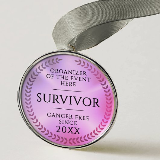 Simple Pink Survivor Awareness Fundraiser Medal Metalen Ornament