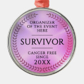 Simple Pink Survivor Awareness Fundraiser Medal Metalen Ornament (Voorkant)