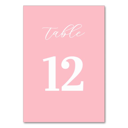 Simple Pink Table Numbers Sign Kaart (Voorkant)
