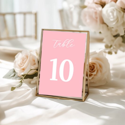Simple Pink Table Numbers Sign Kaart