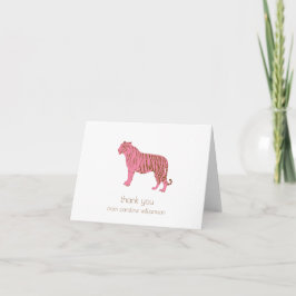 Simple Pink Tiger Art Personalized Stationery Bedankkaart