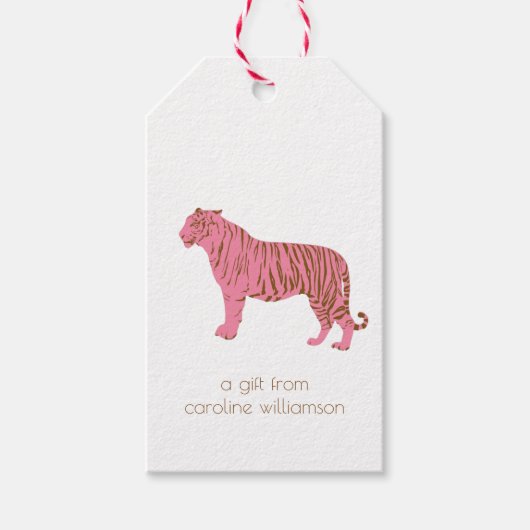 Simple Pink Tiger Art Personalized Stationery Cadeaulabel (Voorkant)