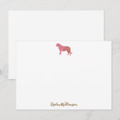 Simple Pink Tiger Script Personalized Stationery Notitiekaartje (Voorkant / Achterkant)