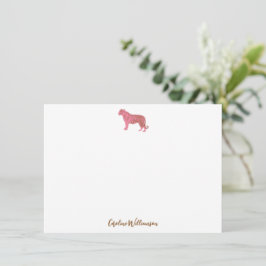 Simple Pink Tiger Script Personalized Stationery Notitiekaartje