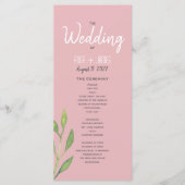 Simple Pink Wedding Program Programmakaart (Voorkant)
