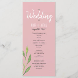 Simple Pink Wedding Program Programmakaart