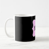 Simple Pink White Black Monogram Scroll Border Koffiemok (Links)
