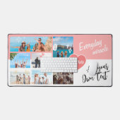 Simple pink white personalized text photo collage bureaumat (Keyboard & Muis)