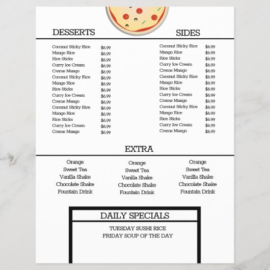 Simple Pizza Pasta Grill Restaurant Spaghetti Menu (Achterkant)