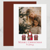 Simple Plaid Santa Wrapped Gifts Holiday Card Feestdagenkaart (Voorkant / Achterkant)