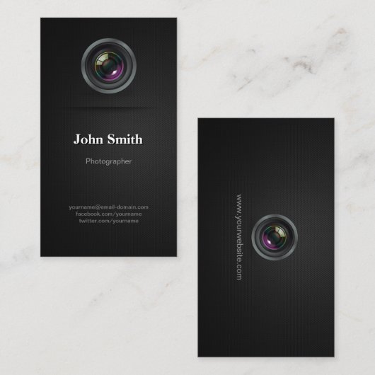 Simple Plain Black - Fotograaf Cinematografe Visitekaartje (Voorkant / Achterkant)