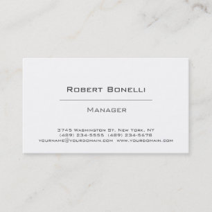 Simple Plain Black White Manager-Visitekaartje Visitekaartje