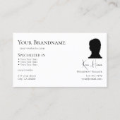 Simple Plain Black White met monogram en foto Visitekaartje (Achterkant)
