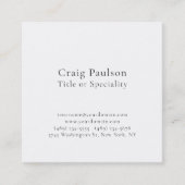 Simple Plain Black White Minimalist Modern Vierkante Visitekaartje (Voorkant)