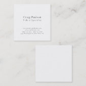 Simple Plain Black White Minimalist Modern Vierkante Visitekaartje (Voorkant / Achterkant)