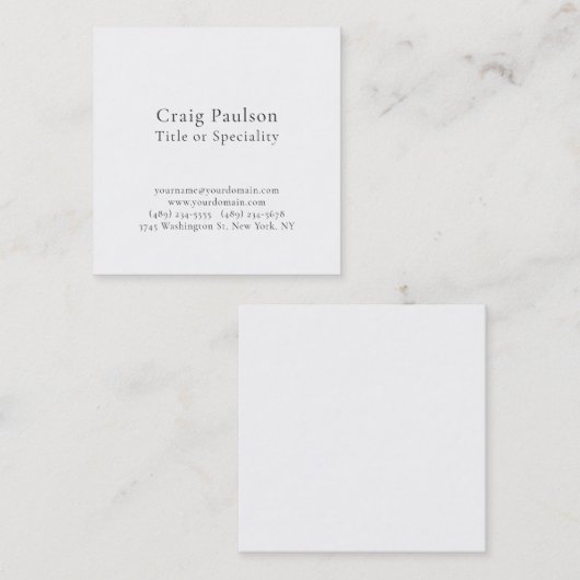 Simple Plain Black White Minimalist Modern Vierkante Visitekaartje (Voorkant / Achterkant)