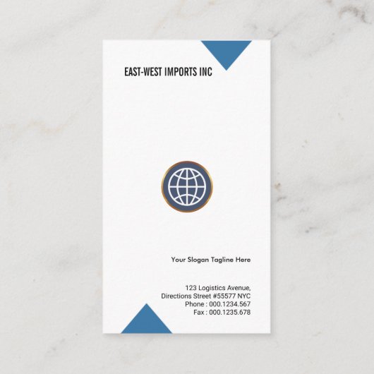 Simple Plain Blue Arrow-tabs importeren exporteren Visitekaartje (Achterkant)