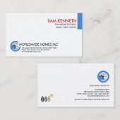 Simple Plain Blue Global International Contractor Visitekaartje (Voorkant / Achterkant)