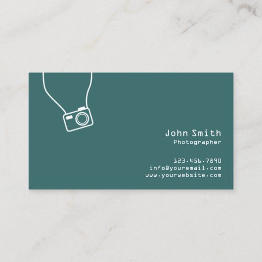 Simple Plain Green Photographer Visitekaartje (Voorkant)