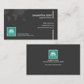 Simple Plain Grey Wereldkaart Logistics Director Visitekaartje (Voorkant / Achterkant)