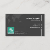 Simple Plain Grey Wereldkaart Logistics Director Visitekaartje (Voorkant)