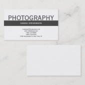 Simple Plain Grey White Photograher Visitekaartje (Voorkant / Achterkant)