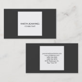 Simple Plain Grey White Square Visitekaartje (Voorkant / Achterkant)
