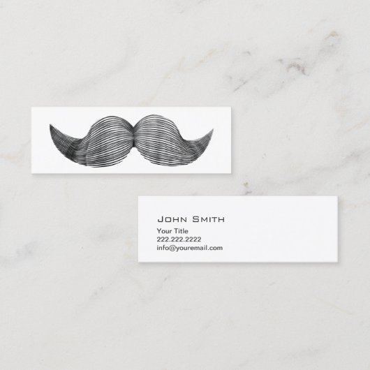 Simple Plain Hipster Mustache minikaart Mini Visitekaartje (Voorkant / Achterkant)