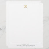 Simple Plain Laurel Wreath Monogram Letterhead Briefhoofd Ontwerp (Voorkant / Achterkant)