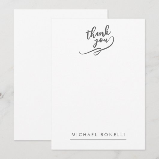 Simple Plain Minimalist Elegant Modern Name Thank  Notitiekaartje (Voorkant / Achterkant)