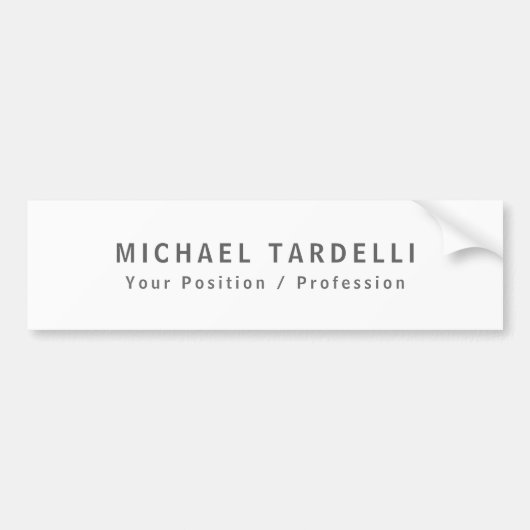 Simple Plain Minimalist Elegant Modern White Bumpersticker (Voorkant)
