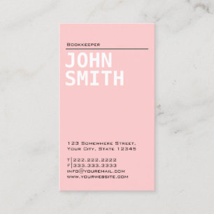 Simple Plain Pink Bookkeeper Visitekaartje