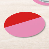 Simple Plain Red and Pink Colorblock Ronde Kartonnen Onderzetter (Gebogen)