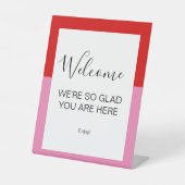 Simple Plain Red and Pink Welcome Reclamebord Met Voetstuk (Voorkant)