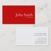Simple Plain Red Lawyer Visitekaartje (Voorkant / Achterkant)