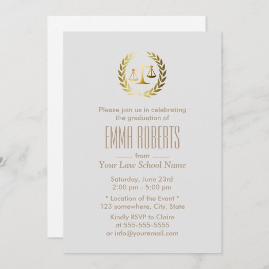 Simple Plain Silver Law School Afstuderen Kaart (Voorkant / Achterkant)