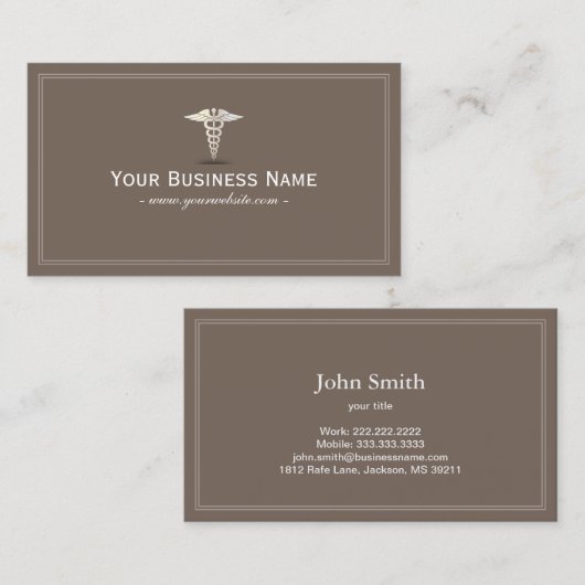 Simple Plain Silver Medical Symbol Visitekaartje (Voorkant / Achterkant)