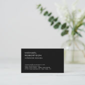 Simple Plain Trendy Black Designer Visitekaartje (Staand voorkant)
