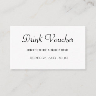 Simple Plain Wedding Drink Voucher Kaart