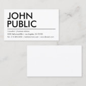 Simple Plain White Bold Name Visitekaartje (Voorkant / Achterkant)